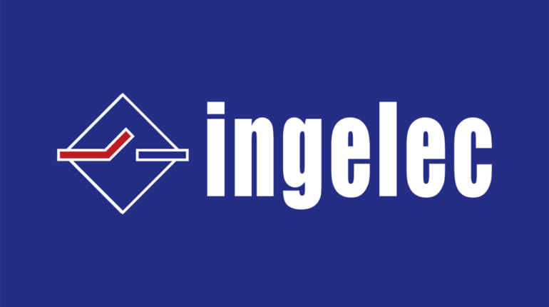 ingelec logo blanc sur bleu